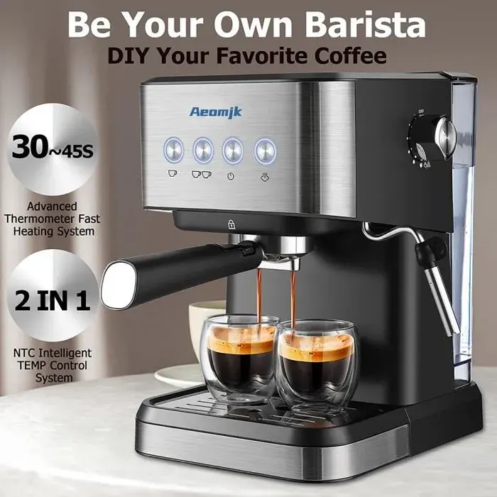 Machine à Café Expresso - JOYFAN - Modèle Compact - 20 Bars - Mousseur à Lait - 15 L