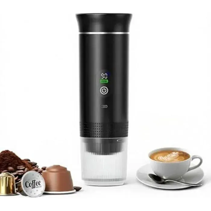 Machine à café expresso portable - Pression 20 bars Compatibilité 3 en 1 Nespresso - Voyage et camping - PRO 80 ml LED