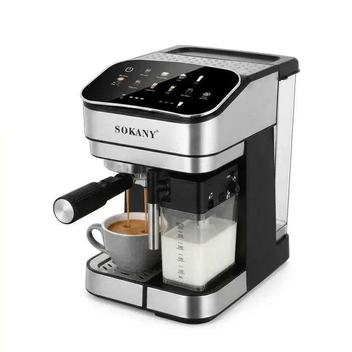 Machine à Café Expresso SOKANY04043 –1800W20Bar1.8L Écran Tactile500ml LaitMulti-boissons(Latte/Cappuccino/Americano)Nettoyage