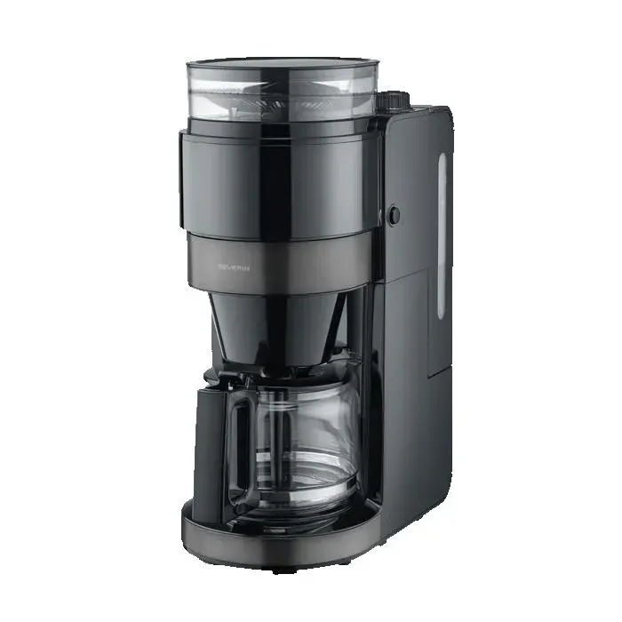 Machine à café filtre avec broyeur - SEVERIN - KA4830 - Technologie Perfect Grind - verseuse verre 8 tasses - Noir/Inox