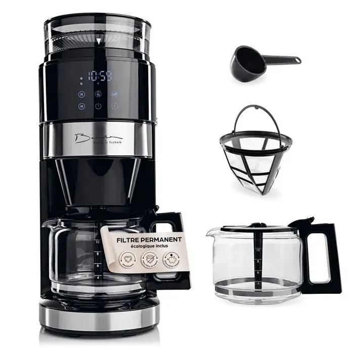 Machine à café filtre (avec moulin) - BARISTA - Grind - 900 W - Écran tactile LED - Minuterie programmable