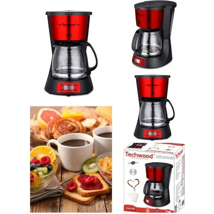 MACHINE A CAFE INOX Programmable 15L (10/12 Tasses) Ecran LCD Arret Automatique 1000W