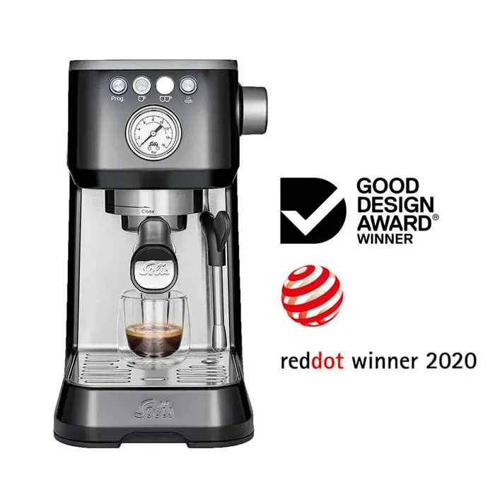 Machine a Café - Machine à Espresso - Mousseur a Lait - Acier Inoxydable - Barista Perfetta Plus 1170 Noir Solis