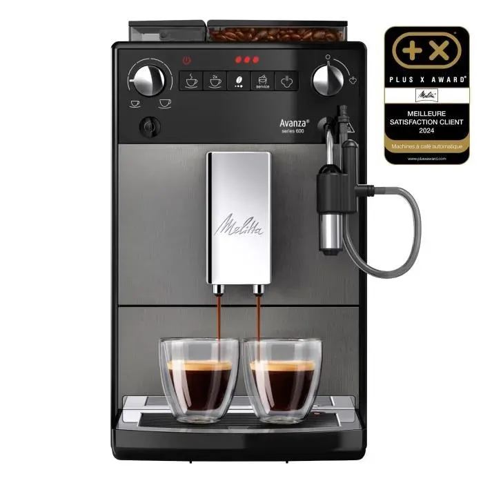 Machine à café - MELITTA - Avanza F270-100 - Réservoir deau 15 L - Réservoir à grains 250 g - 1450 W - Gris titanium