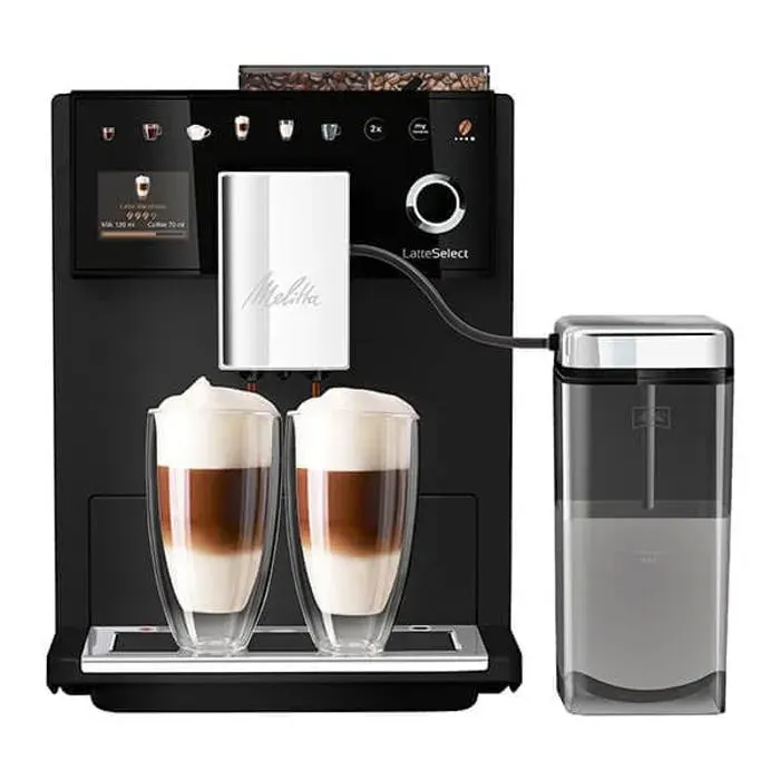 Machine à café - MELITTA - Latte Select F630-212 - Acier inoxydable - 1400 W - 18 l - Noir givré