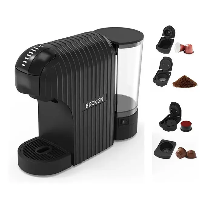 Machine à café multicapsules Becken BMCM9912 compatible Nespresso Dolce Gusto et café moulu noir pour maison