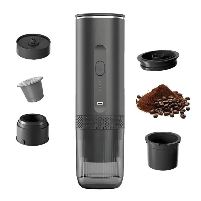 Machine à café portable 20 bar – 2-en-1 (café moulu + capsules) – Batterie 7500mAh 92°C – USB-C – Pour maison camping voiture