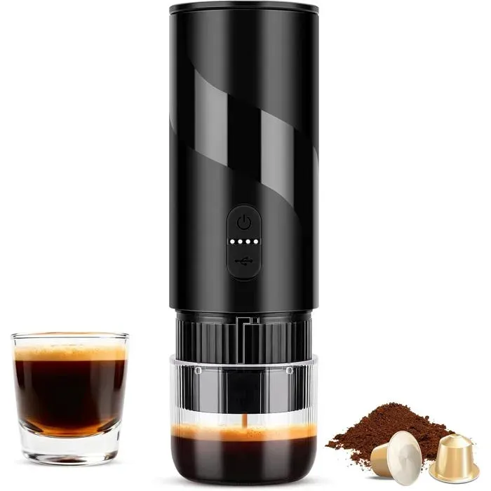 Machine à Café Portable 20 Bars Réservoir 100ml Étanche IPX5 USB-C Compatible Nespresso et Café Moulu Voiture Camping Bureau