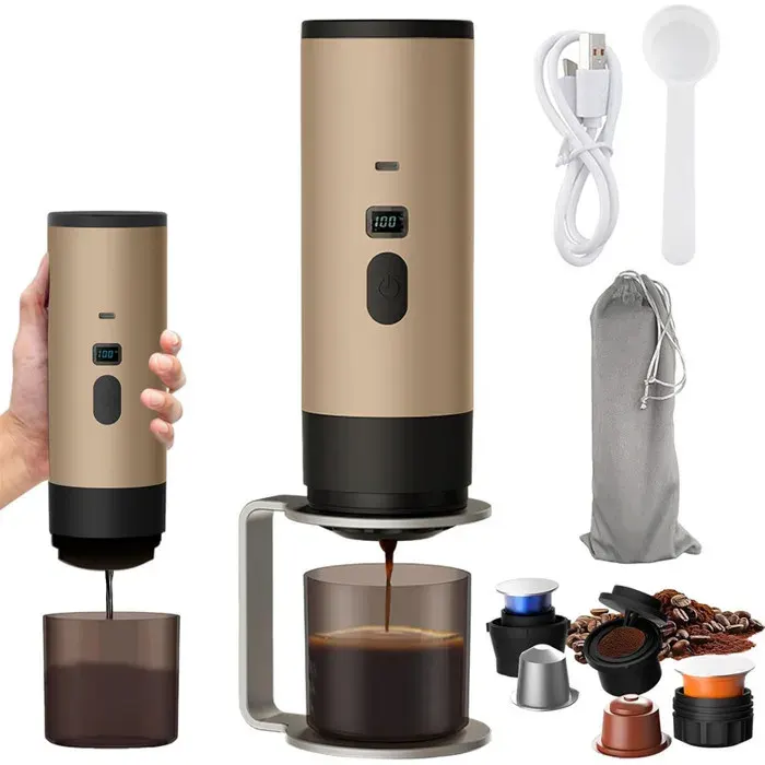 Machine À Café Portable 3 En 1 Automatique Capsule Espresso 15 Bar Chauffante USB Rechargeable 12V Café Nomade Compatible Nespresso