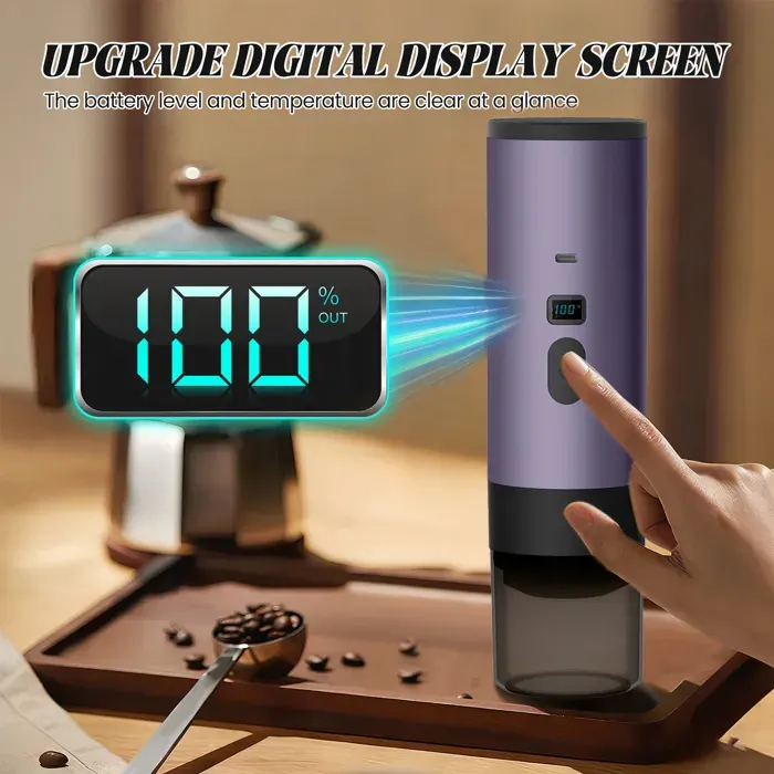 Machine à Café Portable 3 en 1 Cafetière Expresso 15Bar - 90ml capsules de petite et grande taille et café moulu - Sans fil -Violet