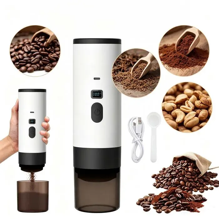 Machine à café portable 3-en-1 – Capsules + café moulu – 15 bar USB-C 90°C – Pour maison bureau camping voyage