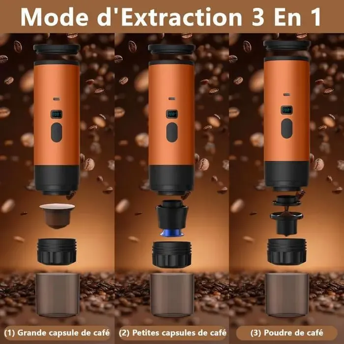 Machine à café portable 3 en 1 Machine à café portable Extraction intelligente petite capsule grande capsulecafé