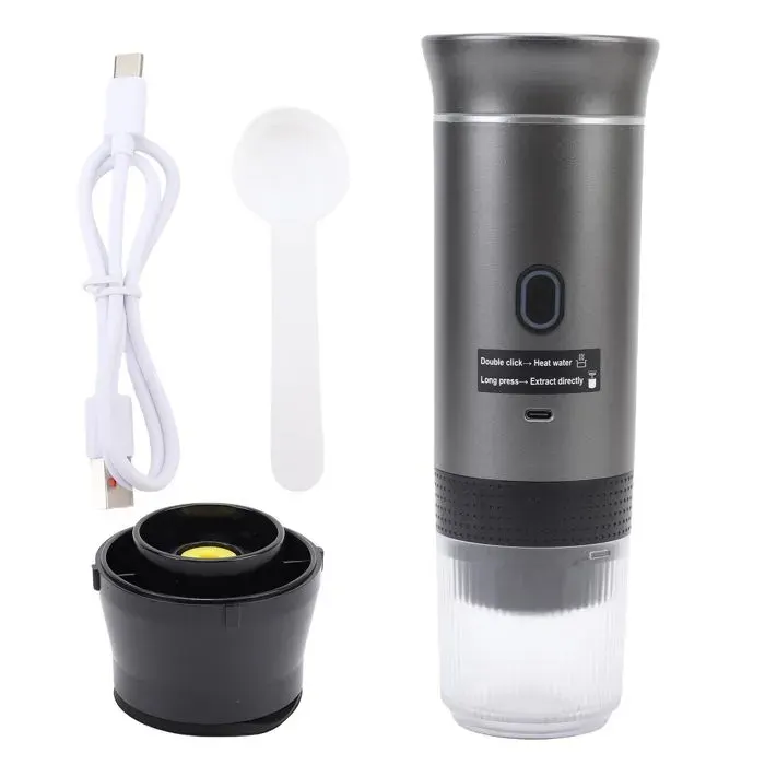 Machine à café portable automatique – MLBQ – Capsules et moulu 72 W 120 mL – Gris – pour voyage et extérieur