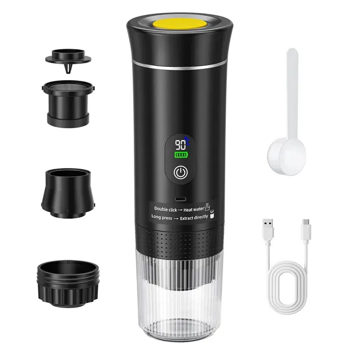 Machine à Cafe Portable cafetière portable électrique à batterie machine a espressoGadgets Camping-Car et Cadeaux Campingnoir