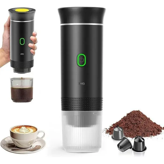 Machine à Café Portable de Voyage - Chauffage Rapide 3 En 1 Cafetiere 12V Auto-Chauffage de 4-6 MinutesCap MACHINE A CAFE DOSETTE