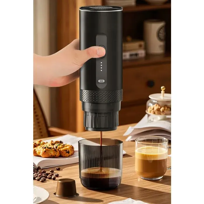 Machine à café portable sans fil 2 en 1 (voiture & maison) – Espresso 20 bars batterie 7500 mAh