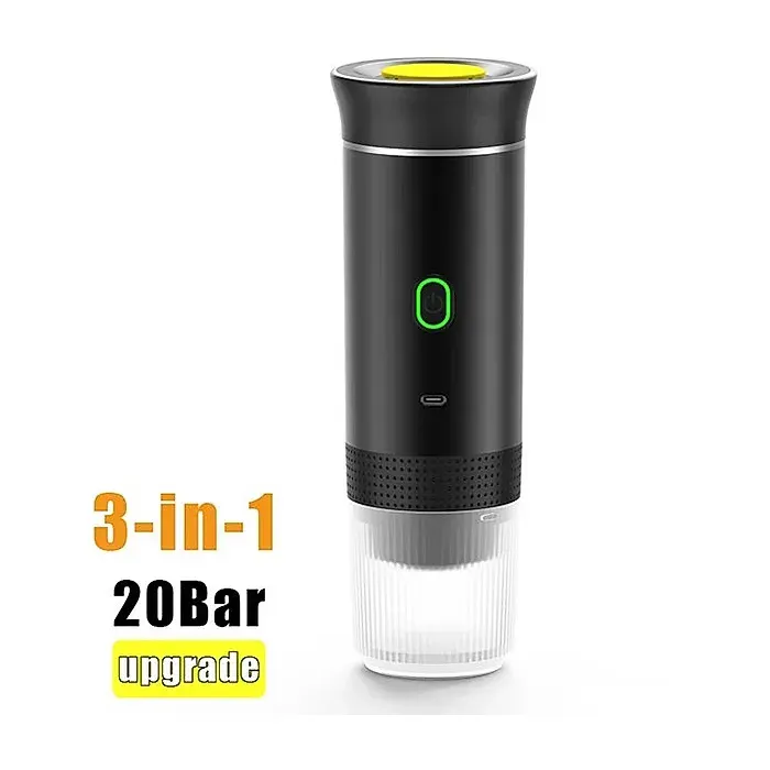 Machine à café portable sans fil noire - LEESHEN - Modèle KF-JN-02 - Système 3-en-1 - Capsules et café moulu