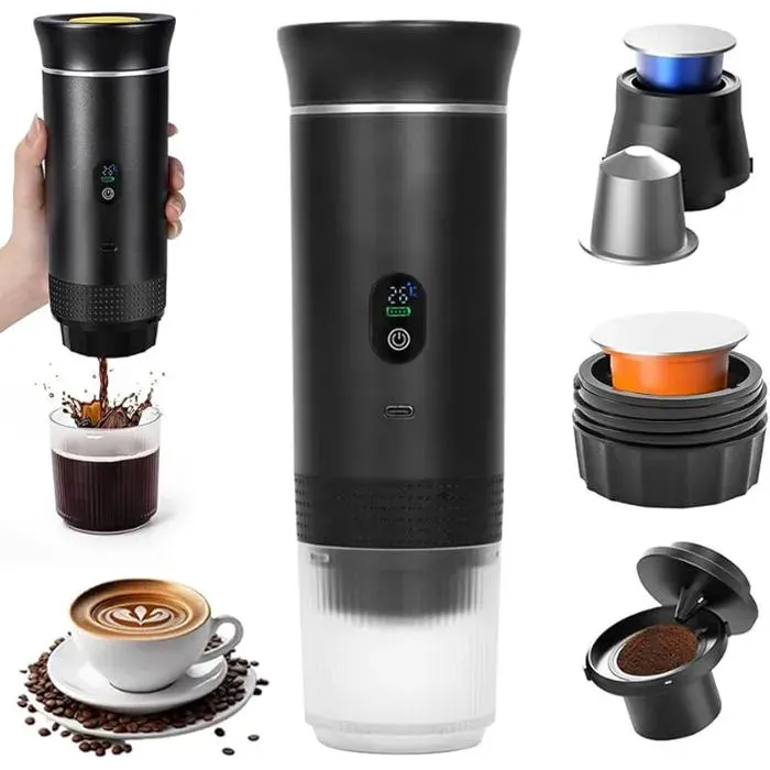 Machine à Cafe Portable12V Expresso Cafetière RechargeableMachine à Expresso PortableMachine a Cafe portable pour