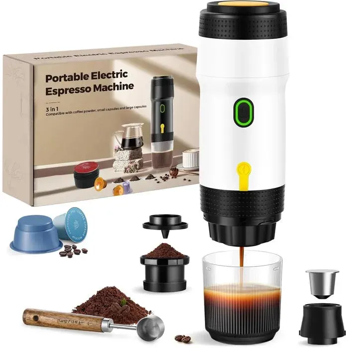 Machine A Cafe PortableCafetiere Portable Expresso 3-En-120Bar PressionCharge Usb/VoitureAvec Ns/Dg Et Café MouluPour Camping