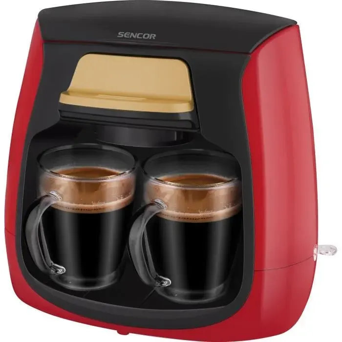 Machine à café - SENCOR - SCE 2101RD - 03 L - 500 W - 2 tasses incluses - Rouge
