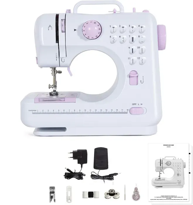 Machine à Coudre Électrique avec 12 programmes de couture avec Kit Couture et pédales pour Débutants Parents et Enfant