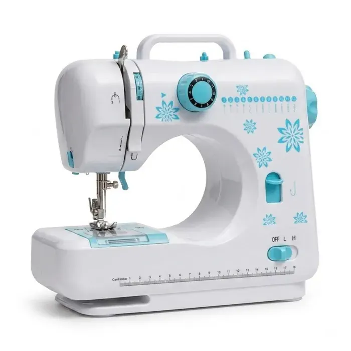 Machine à Coudre Électrique Mini Portable - FAMICAM - 12Points Couture Double ligne Structure à double fil fonction surjet Blanc