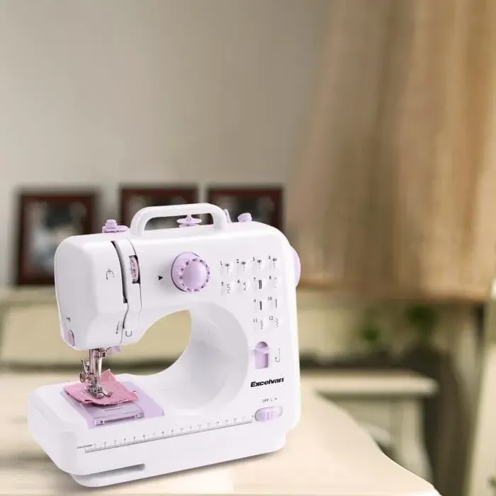Machine à coudre électronique - Excelvan - Mini Réglable Ménage avec lampe - 2 Vitesses - 12 motifs de points