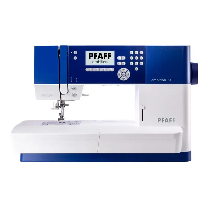 Machine à coudre électronique PFAFF AMBITION 610 - Double-entraînement IDT - 110 points - Bleu