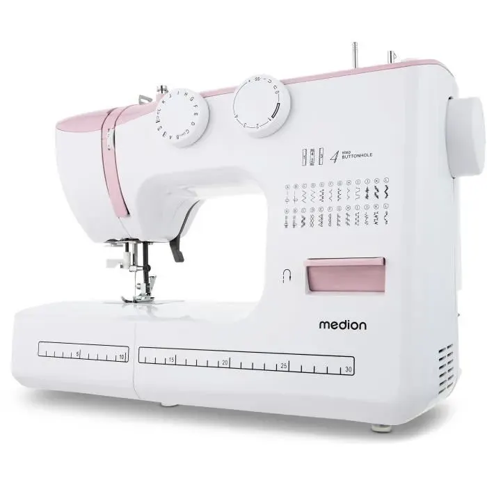 Machine à Coudre - MEDION - SM 60 - 62W - 24 Points + Points Doubles - 700 tr/min - LED - Rose
