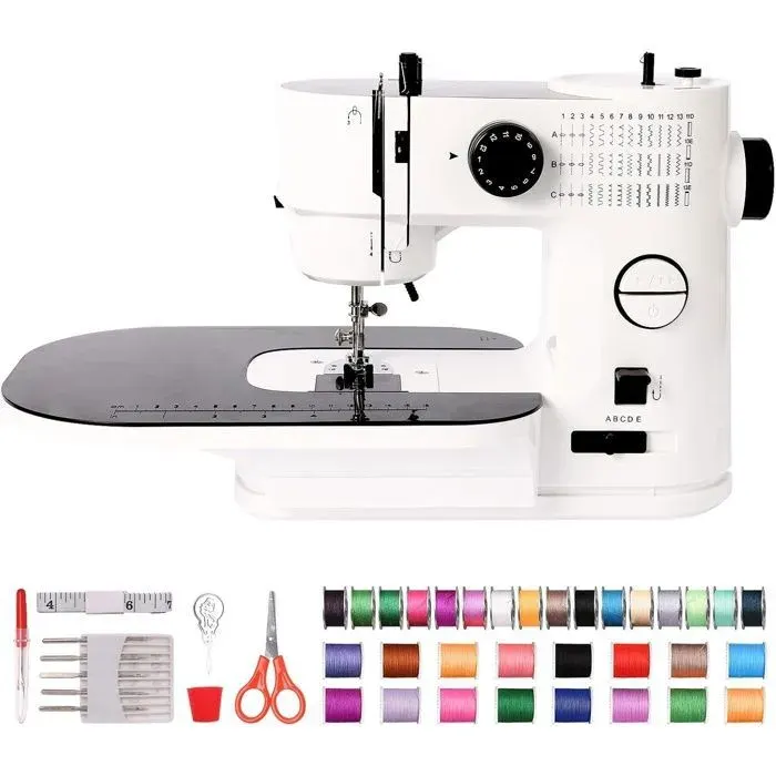 Machine à Coudre Portable avec 39 Points de Couture et Table dextension Amovible 2 Vitesses Éclairage LED Facile à Utiliser