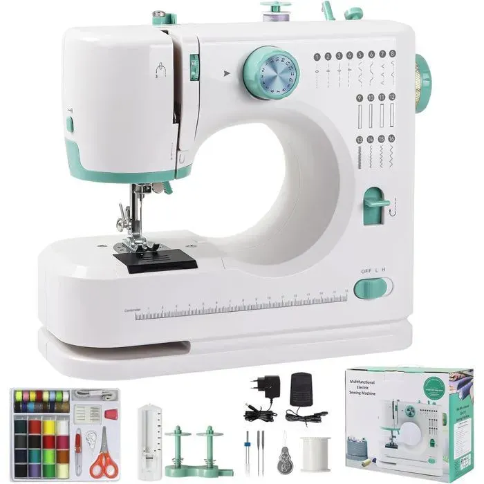 Machine à Coudre Portable Débutant avec 16 Modèles de Points Différents avec Kit Couture et pédales pour Débutants