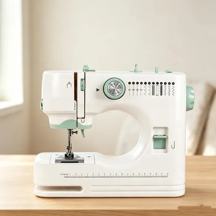 Machine à coudre portable débutants – 12 points de couture éclairage LED pédale double fil réglage de vitesse marche arrière
