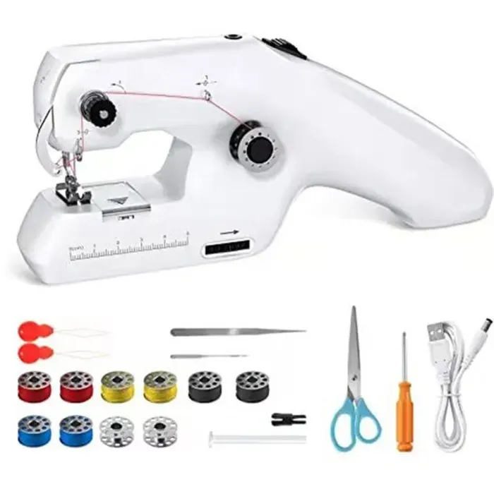 Machine à coudre portable double fil – Électrique légère pour tissus inélastiques – Utilisation facile pour réparations rapides