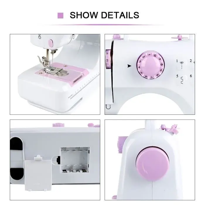 Machine à Coudre Portable GP Mini - Blanc - 12 Styles de Points - Ajustables Multifonction
