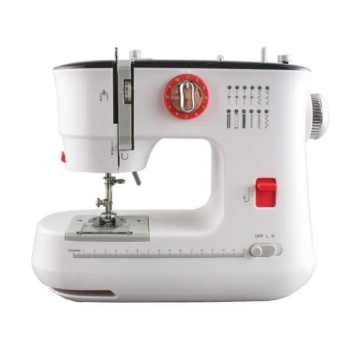 Machine à coudre portable pour débutants - DARMOWADE - Modèle 12 points - Coutures inversées - Blanc