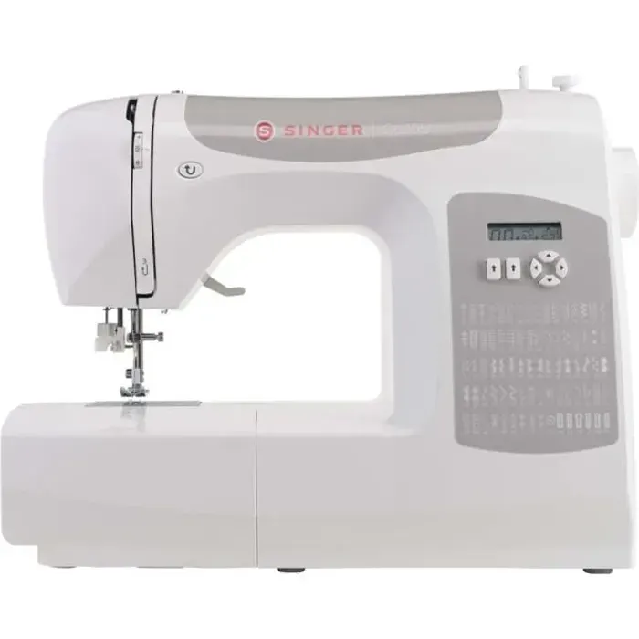 Machine à coudre Singer C5205-CR - Blanc et gris - Cadre en métal lourd - 75 W