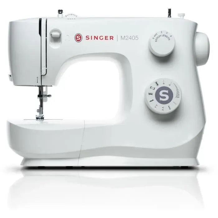 Machine à coudre - SINGER - M2405 - Avec sac de transport rouge - Blanc