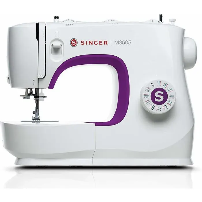 Machine à coudre Singer M3505 - Blanc et violet - 75 W - Cadre en métal