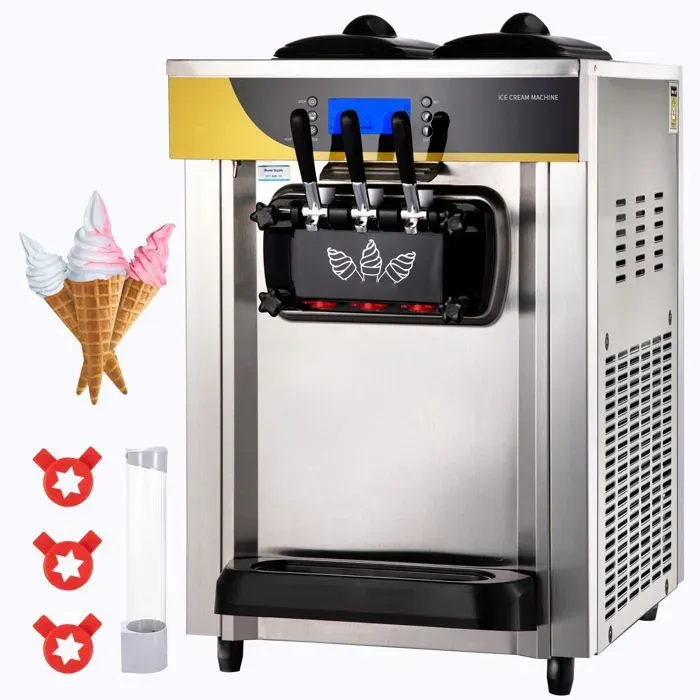 Machine à Crème Glacée Molle - Duoku - Trémie 2x6L Sorbetière à Glace Pré-Réfrigération 3 Saveurs - Nettoyage en Un Clic