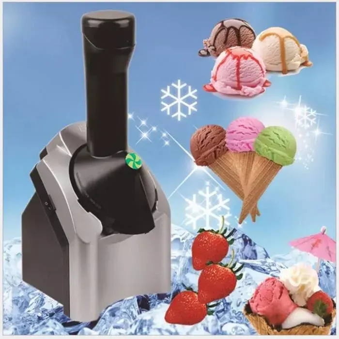 Machine à crème glacée - QINGQUE - Automatique - Plastique ABS - 220V - Noir Argenté