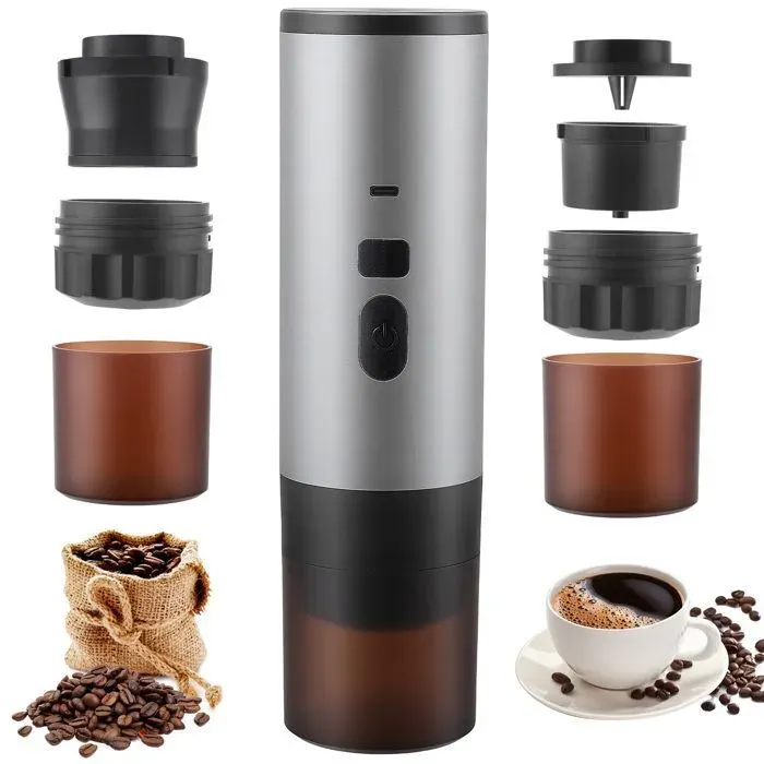 machine à espresso portable avec batterie pour voyagcompatible avec capsules Nespresso et café moulu auto-chauffante pour voyage