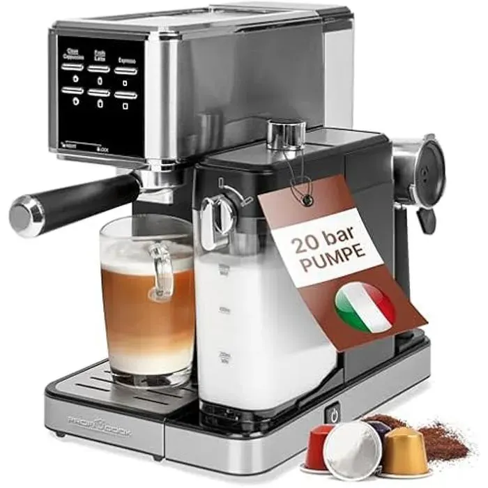 Machine à espresso - ProfiCook - 2en1 - 20 bars - Réservoir à lait 06L - Compatible Nespresso