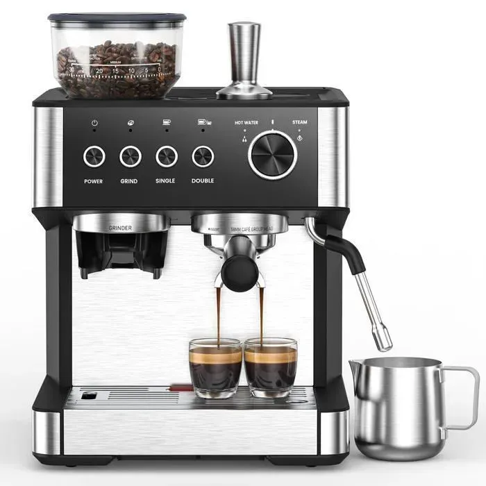 Machine à expresso– 15 Bar-23 L pour Cappuccino & Latte – Noir