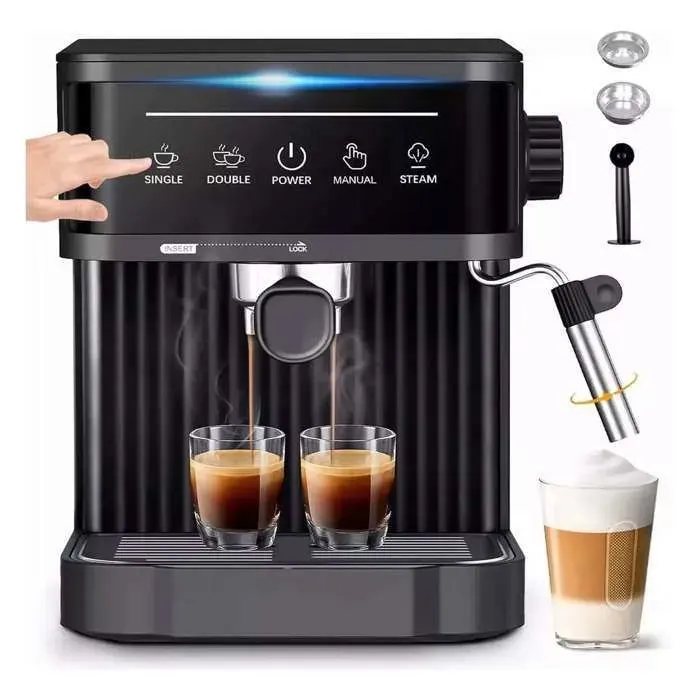 Machine à Expresso 20 Bar avec Mousseur à Lait Écran Tactile Réservoir 18L Café Simple Double