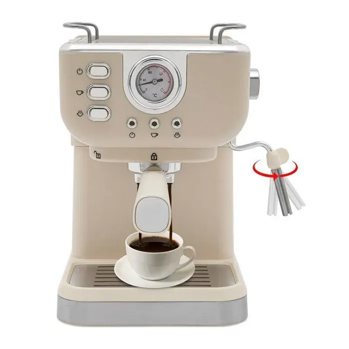 Machine à expresso 20 bar avec porte-filtre équipée d’un mousseur de lait et d’un réservoir de 15 L
