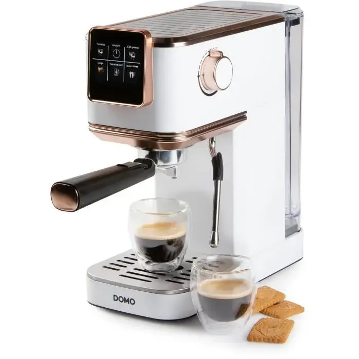 Machine à expresso 3 en 1 - DOMO - DO746K - 1350 W - 20 Bar - Blanc / Rose
