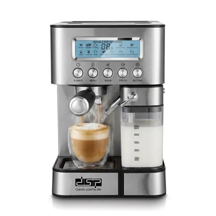 Machine à Expresso Automatique-DSP3141-1350W-15 Bar-LCD Grand Ecran-18 L- Fonctions complètes-Boîte à lait 500 ml