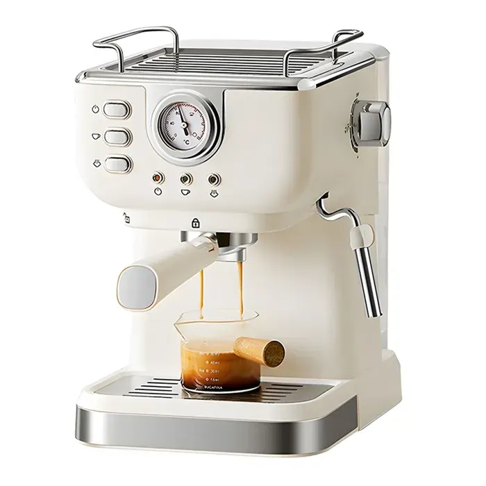machine à expresso Cafetière 1050W 15l grande capacité Semi-automatique electromenager cafetiere Prise UE beige