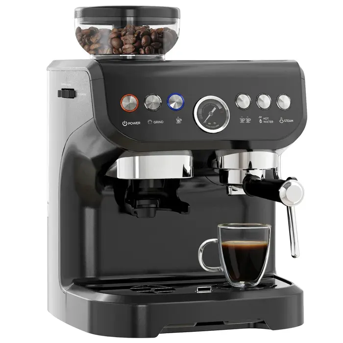 Machine à expresso - HOMCOM - 1600W - moulin à grains buse vapeur pompe italienne 15 bars - réservoir deau 2 L - noir