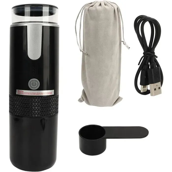 Machine à Expresso Portable Électrique 2 en 1 Compatible Capsules et Café Moulu pour Camping Voyage Bureau Maison